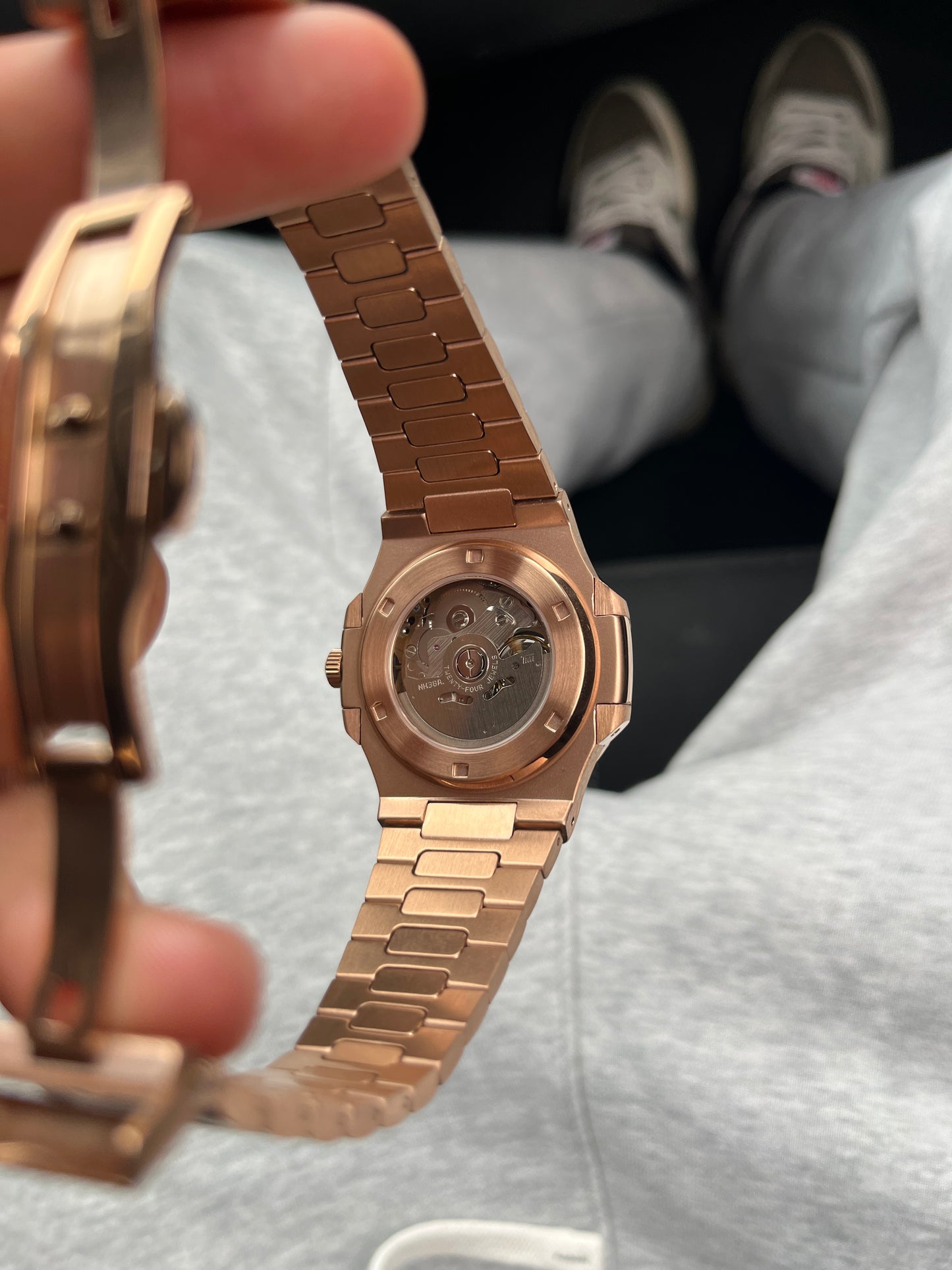 Seiko Mod Nautilus Open Heart Or Rose