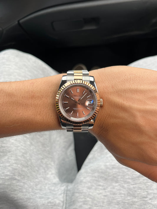 Seiko Mod Datejust Or Rose