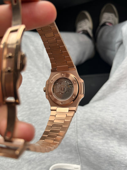 Seiko Mod Nautilus Open Heart Or Rose